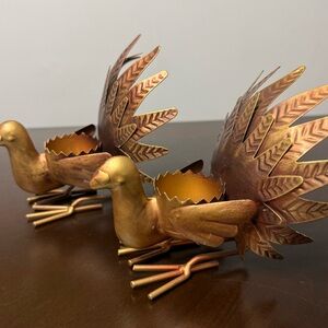 Adorable Metal Turkey Candle Holders
